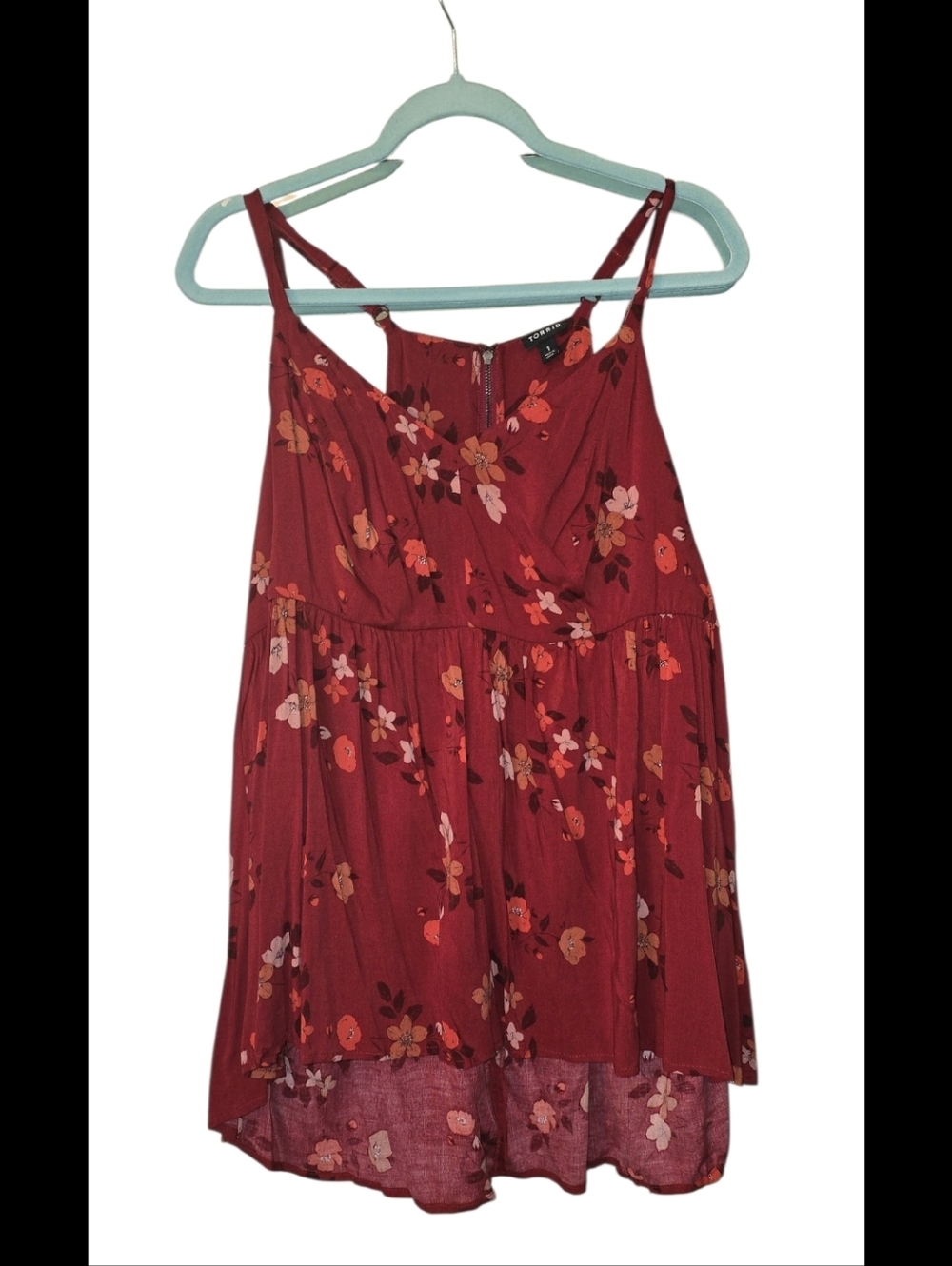 torrid Burgundy Floral Camisole Top with Spaghetti Straps